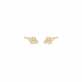 14k Tiny Quad Diamond Bezel Stud Earrings
