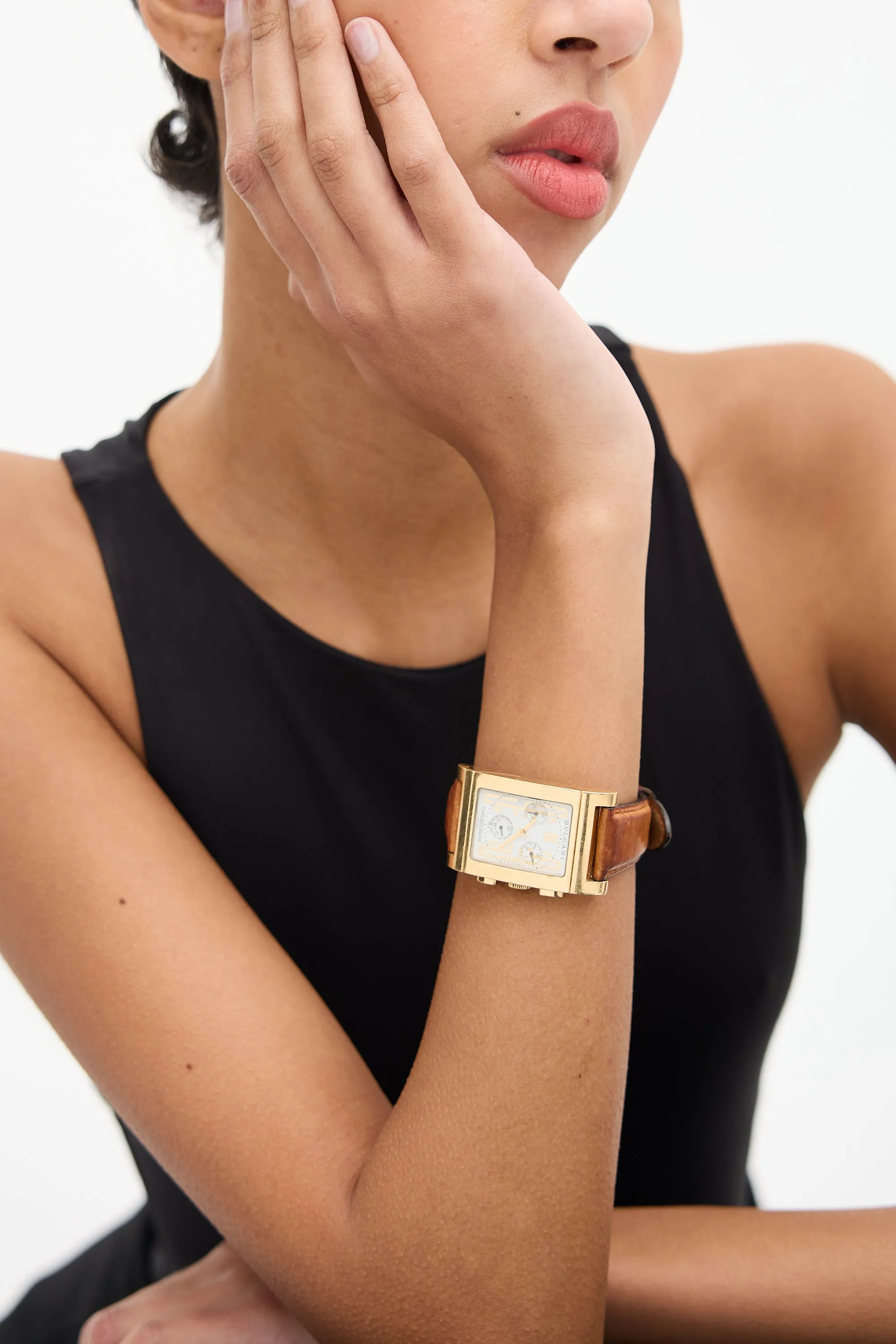 18K Gold & Leather Rettangolo Chronograph Watch