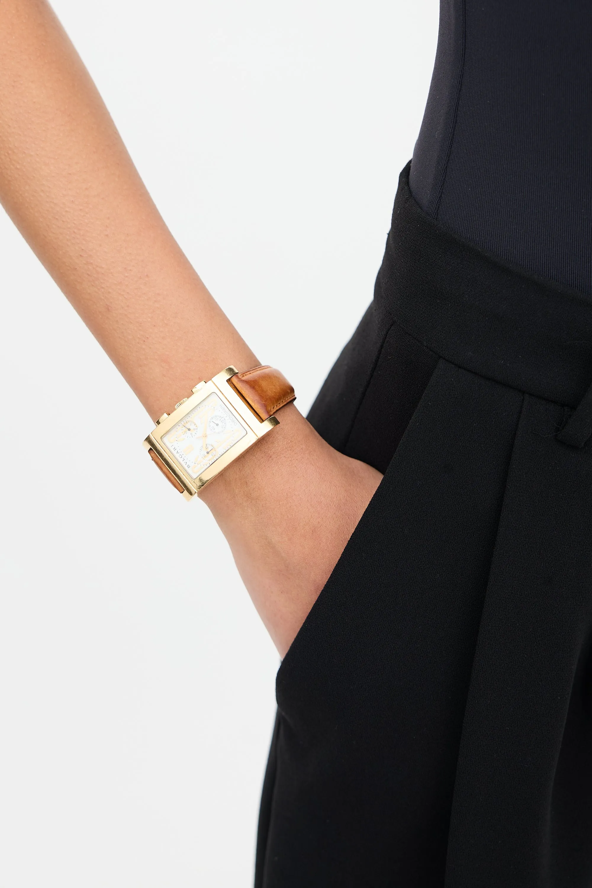 18K Gold & Leather Rettangolo Chronograph Watch
