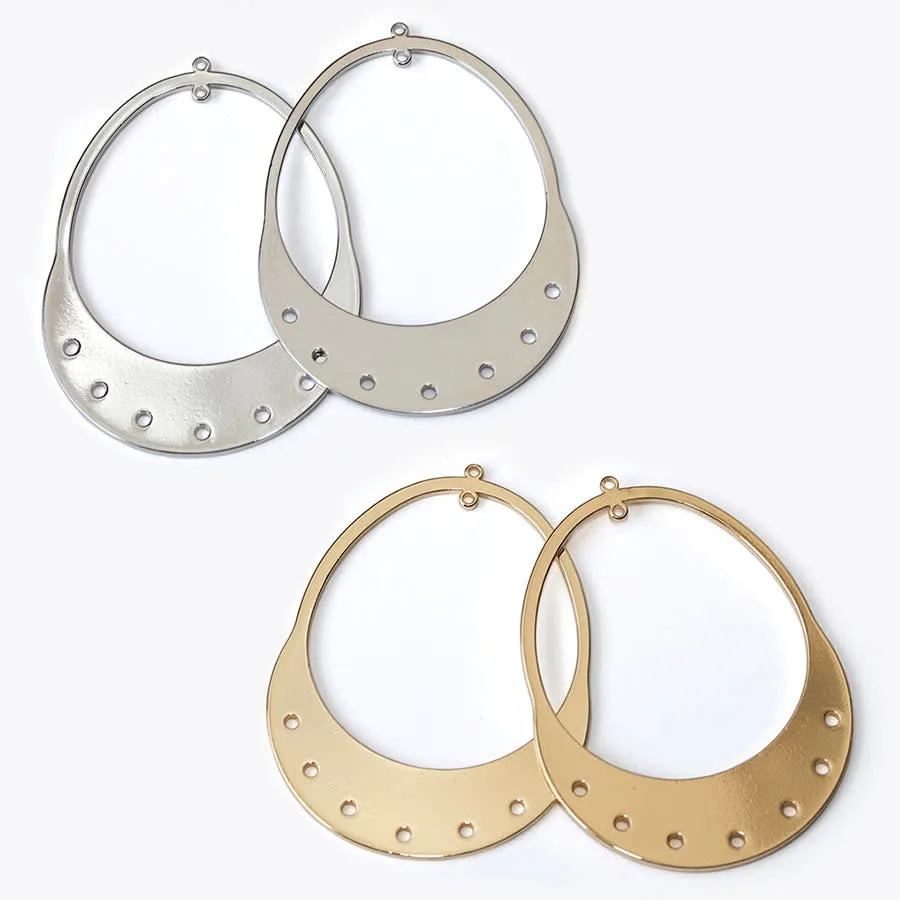 56x42mm Grande Open Arched Oval Component from the Deco Collection - Gold Plated (1 Pair)