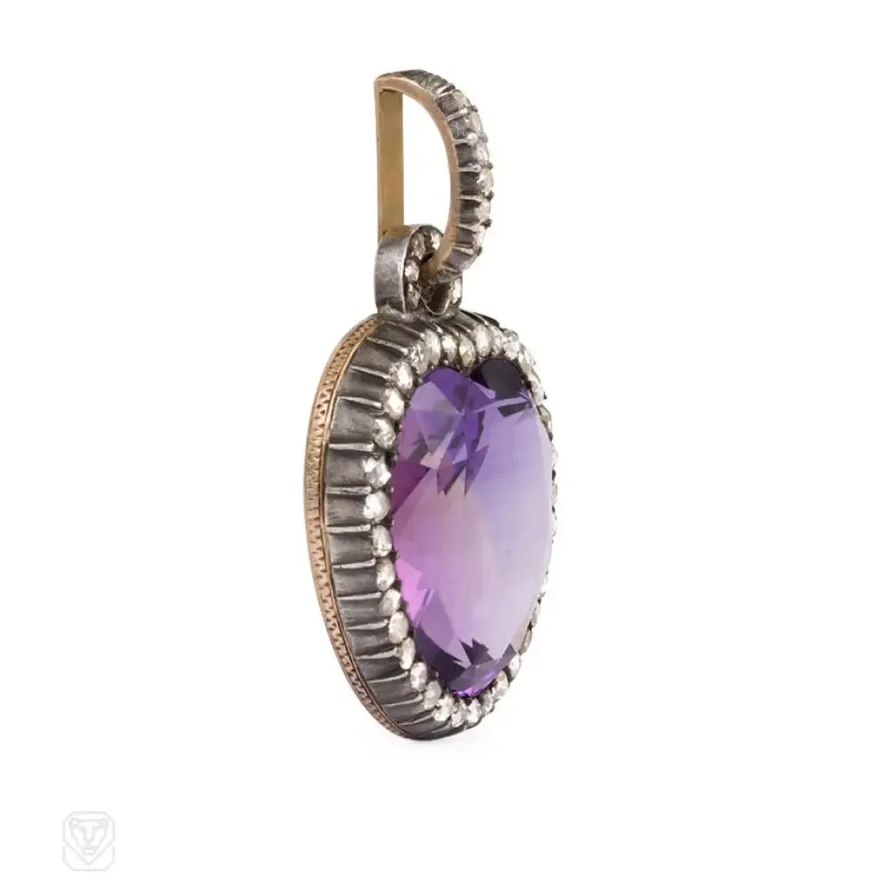 Antique amethyst heart pendant