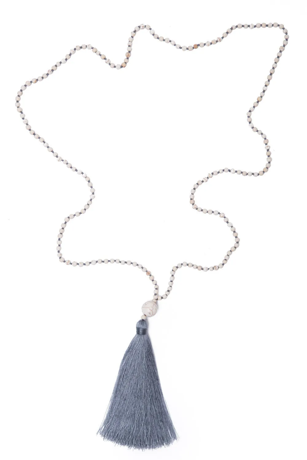 Bead Necklace (White & Silver)