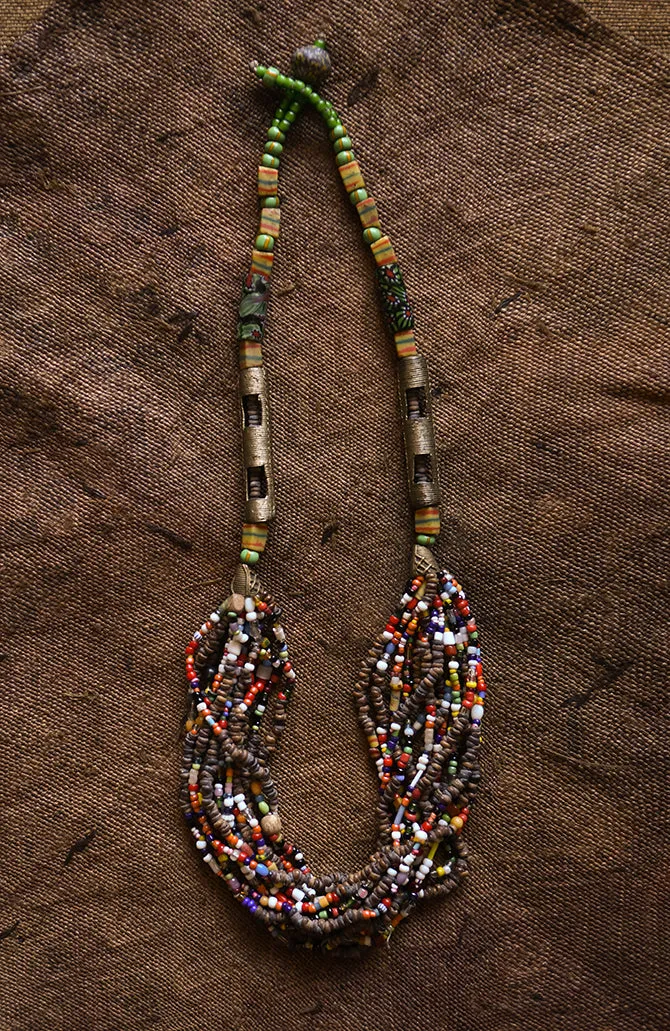 Beaded Statement Necklace, African Trade Beads Jewelry