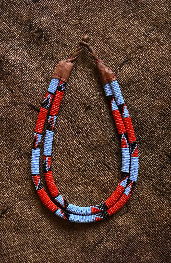 Beaded Tribal Necklace, African Jewelry Collar