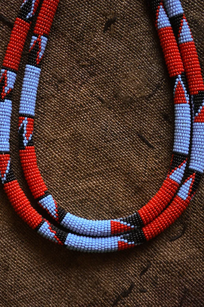 Beaded Tribal Necklace, African Jewelry Collar