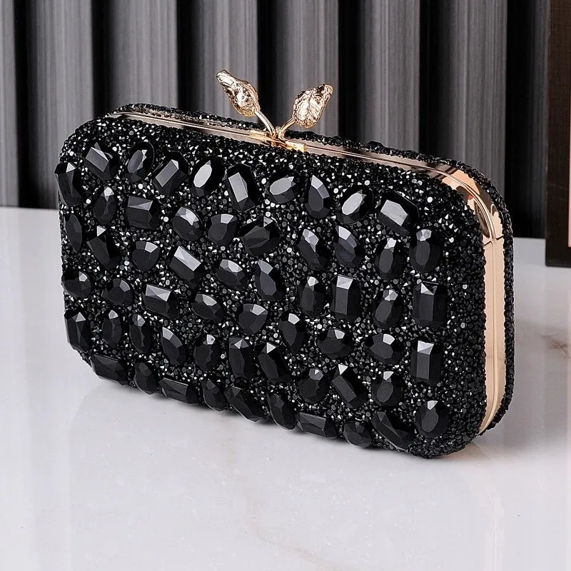 Black Colour Royal Blue Resin Geometric Evening Bags
