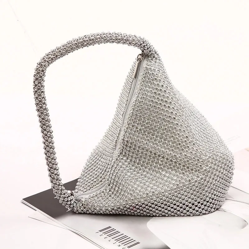 Black Gold Silver Solid Color Rhinestone Evening Bags