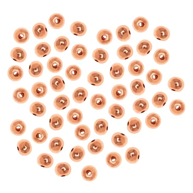 Bright Genuine Copper Rondelle Beads 4mm x 3mm (100 pcs)