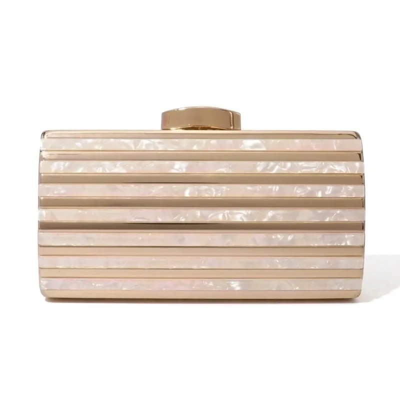 Champagne Black Pink Arylic Color Block Evening Bags