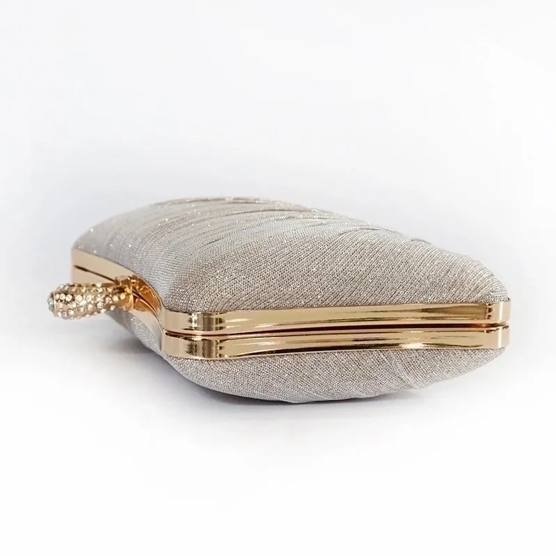 Champagne Silver Black Polyester Solid Color Square Evening Bags