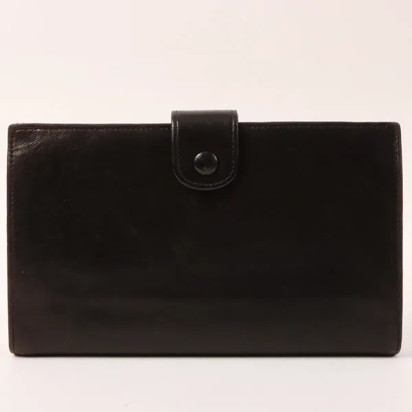 CHANEL Around 1995 Made Cc Mark Stitch Wallet Black