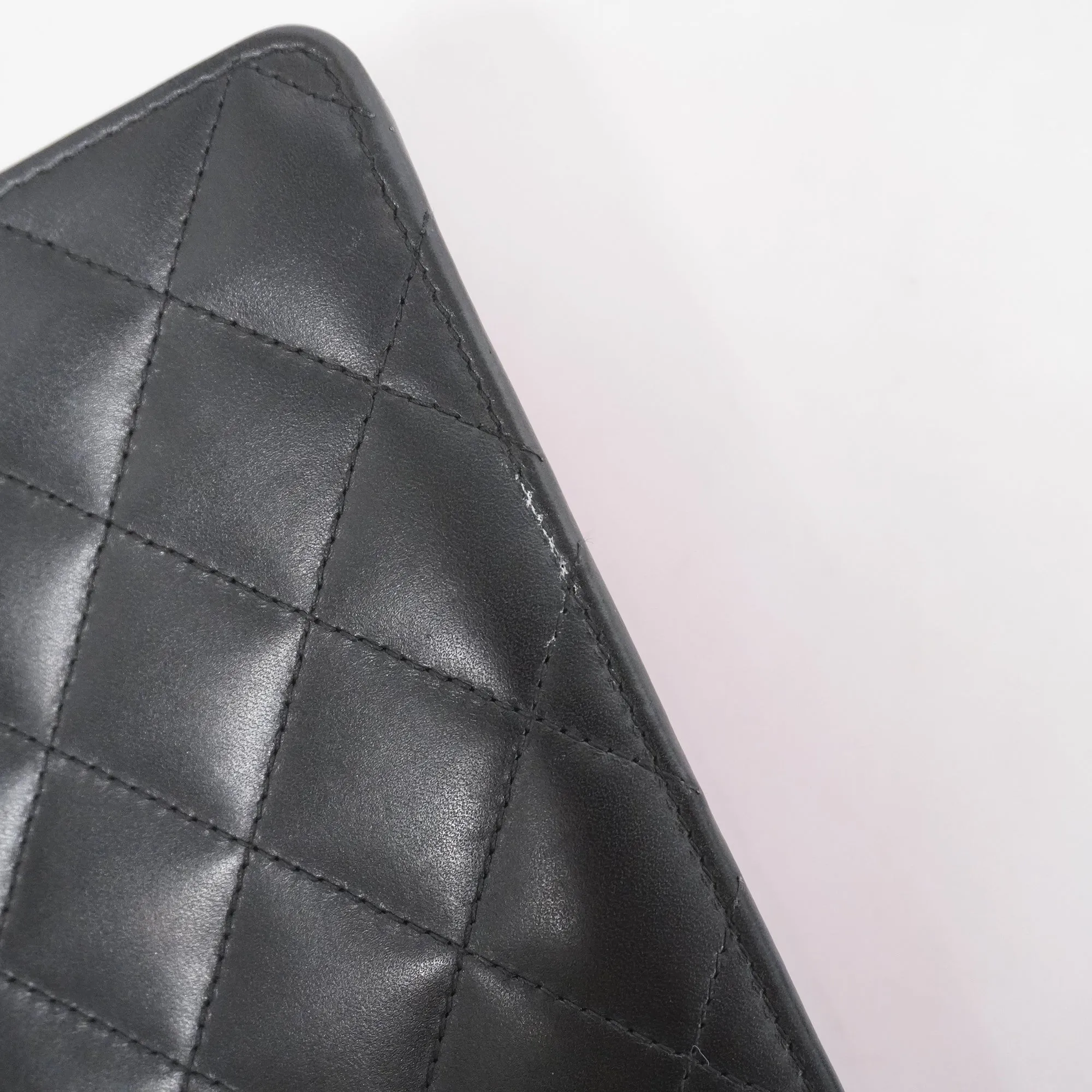 CHANEL   Cambon Long Wallet Silver Metal Fittings Lambskin Black,Pink