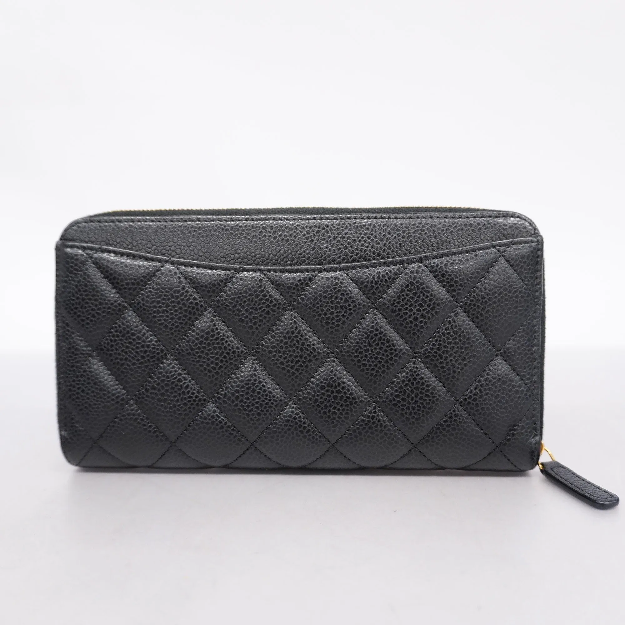 CHANEL   Matelasse Long Wallet Gold Hardware Caviar Leather Black