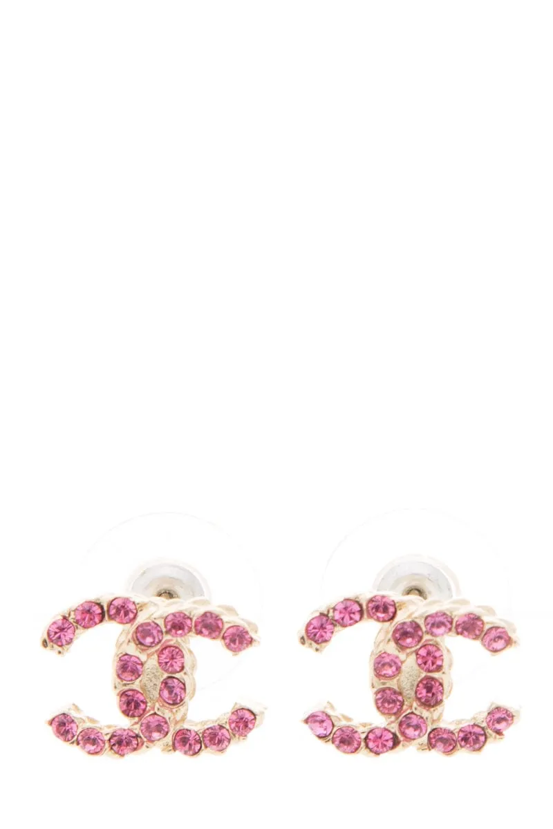 Chanel Pink "CC" Studded earrings