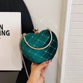 Corduroy Lingge Sewing Thread Heart-shaped Contrasting Colors Evening Bags