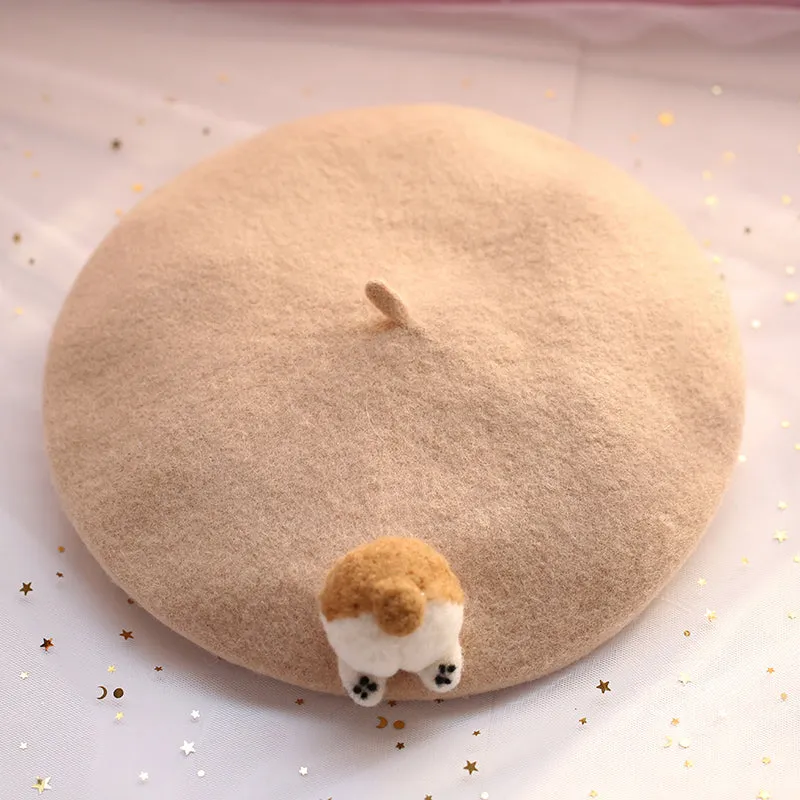 Corgi Artist Beret Hat