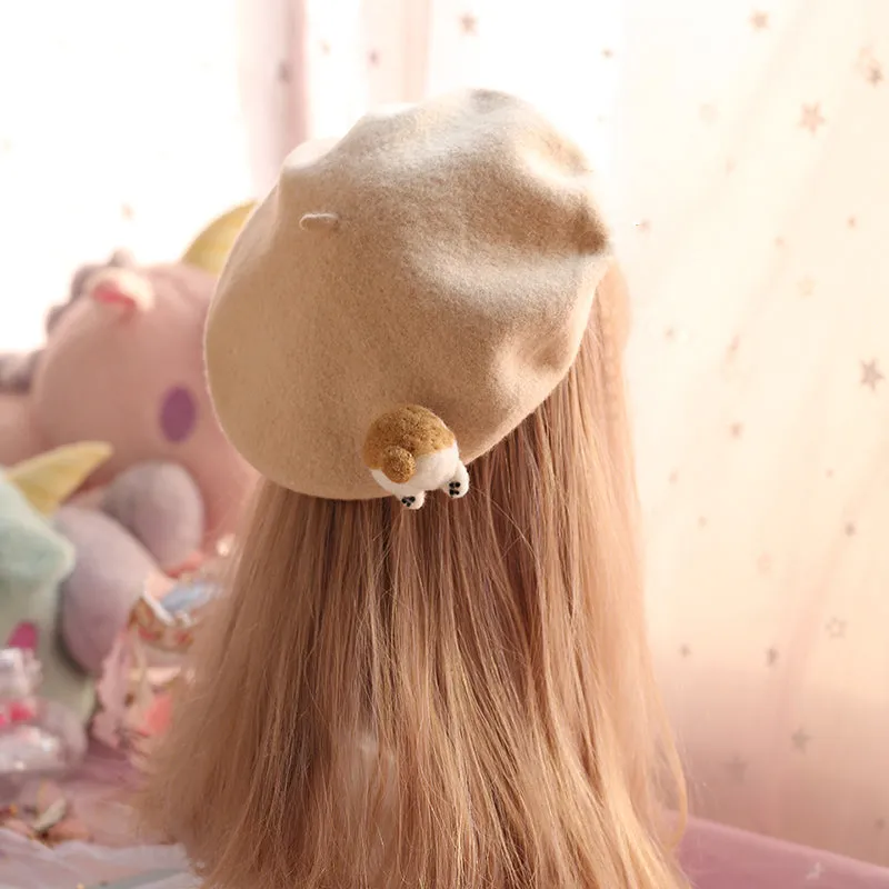 Corgi Artist Beret Hat