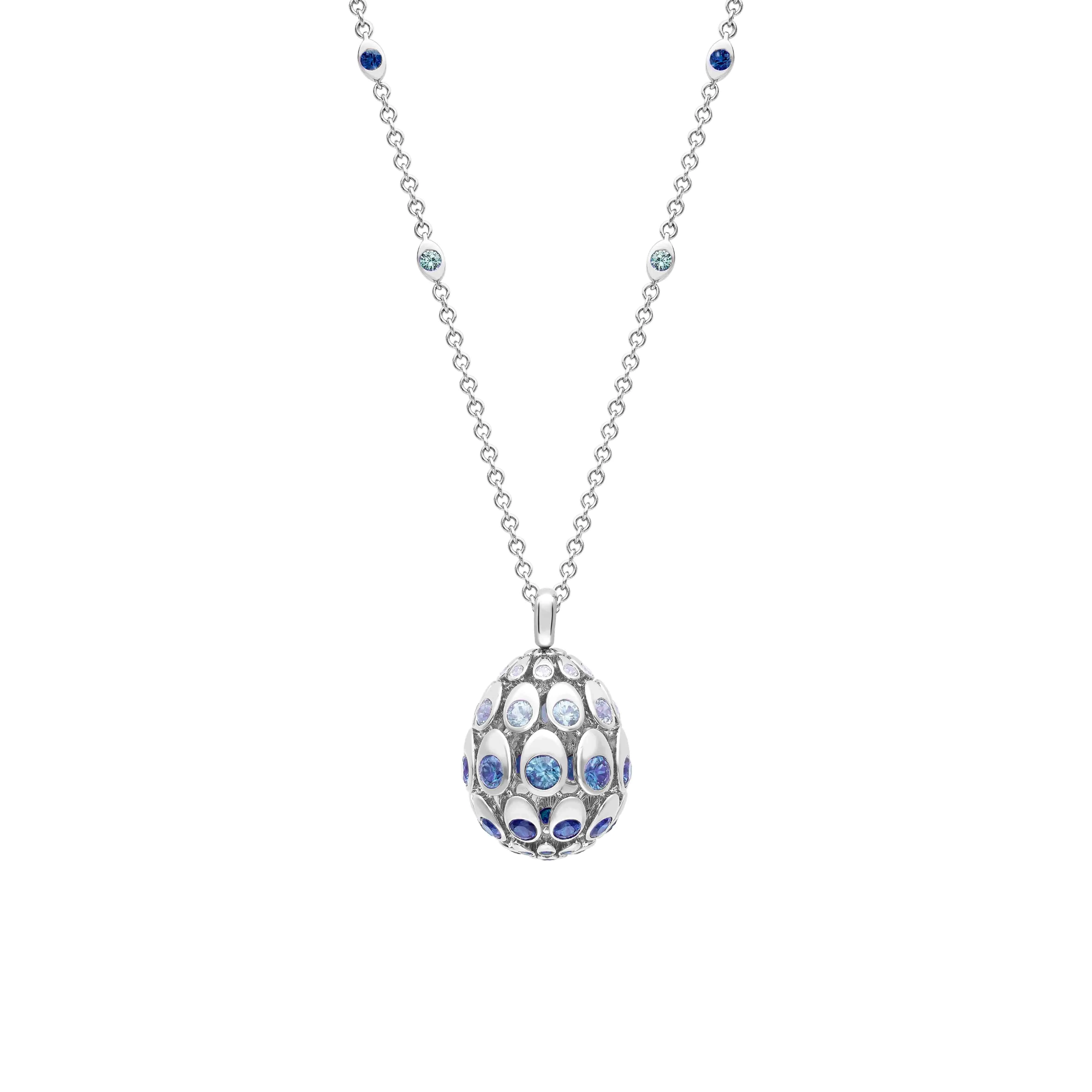 Cosmic Curve Blue Sapphire Egg Pendant