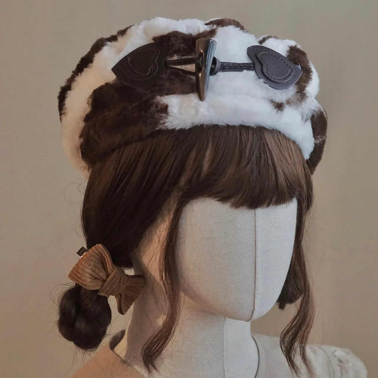 Cow Pattern Plush Beret