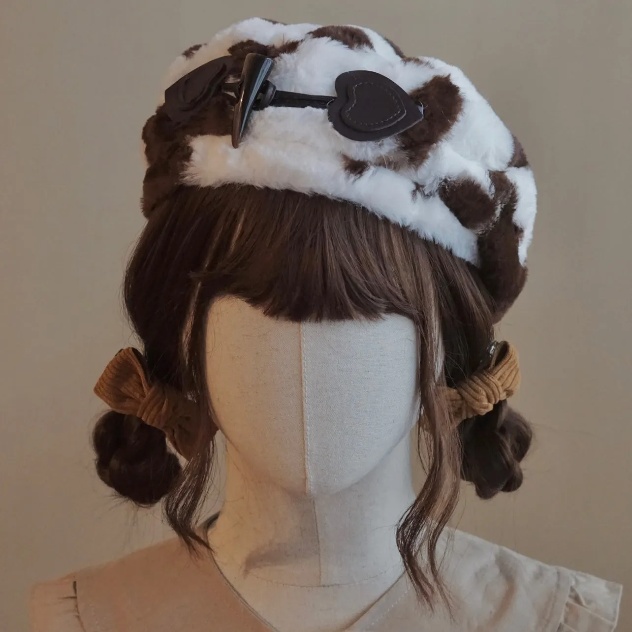 Cow Pattern Plush Beret