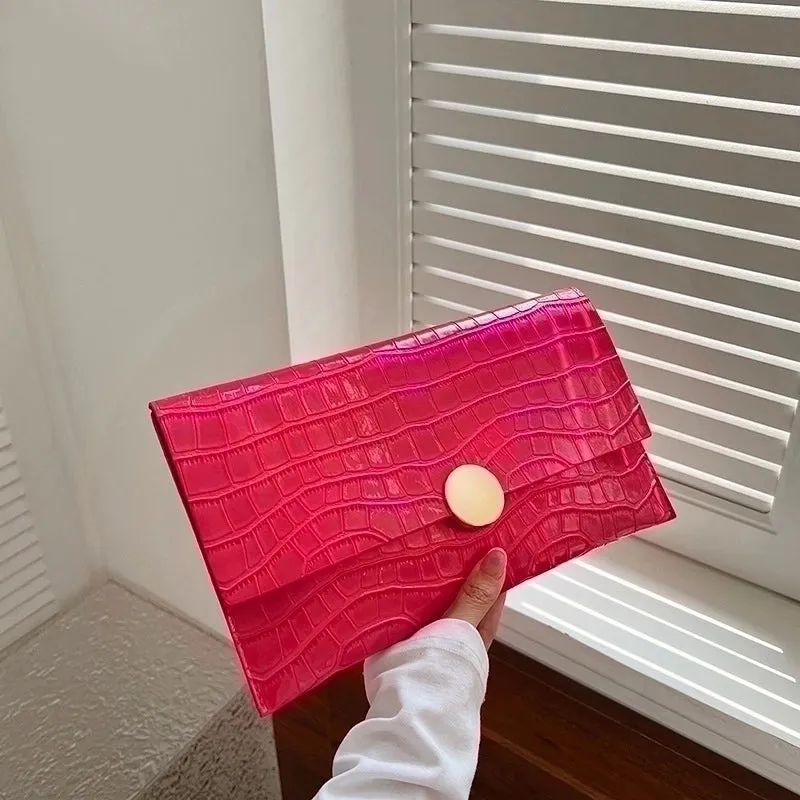 Gold Silver Black Pu Leather Solid Color Square Evening Bags