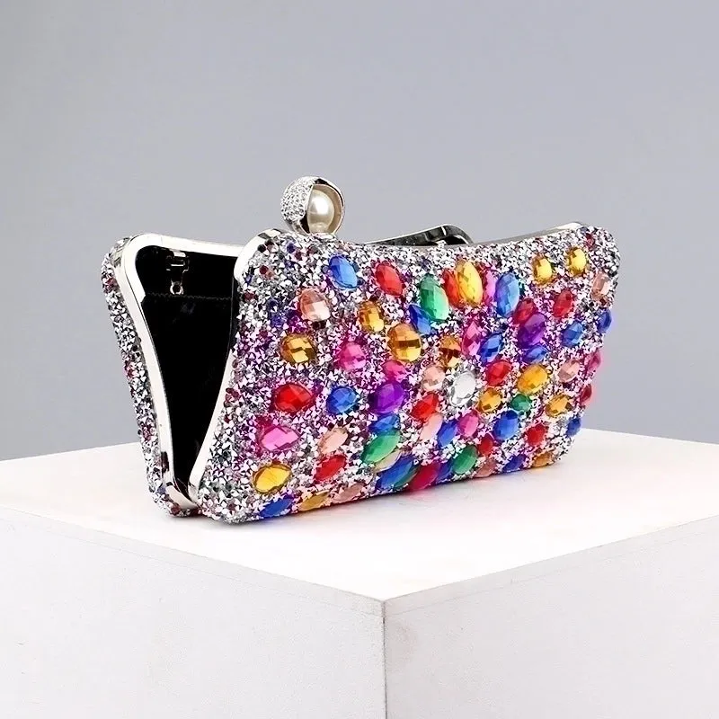 Green Blue Pink Pu Leather Polyester Flower Pillow Shape Evening Bags