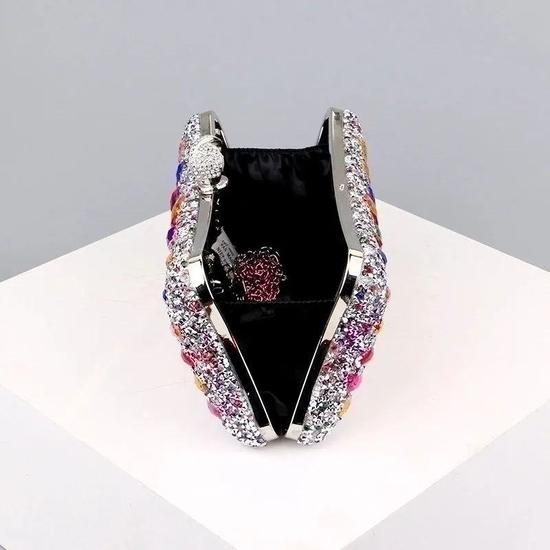 Green Blue Pink Pu Leather Polyester Flower Pillow Shape Evening Bags