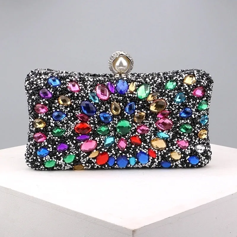 Green Blue Pink Pu Leather Polyester Flower Pillow Shape Evening Bags