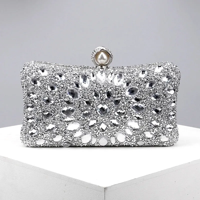 Green Blue Pink Pu Leather Polyester Flower Pillow Shape Evening Bags