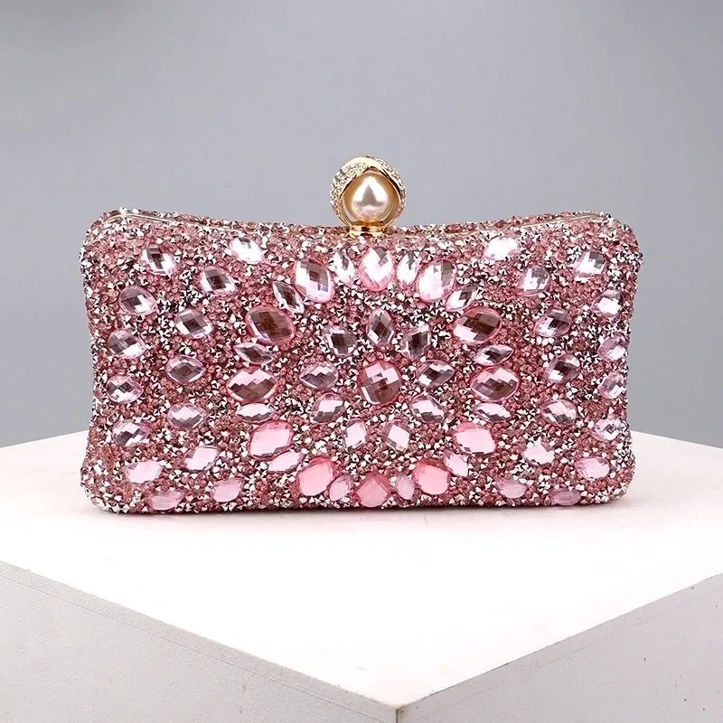 Green Blue Pink Pu Leather Polyester Flower Pillow Shape Evening Bags