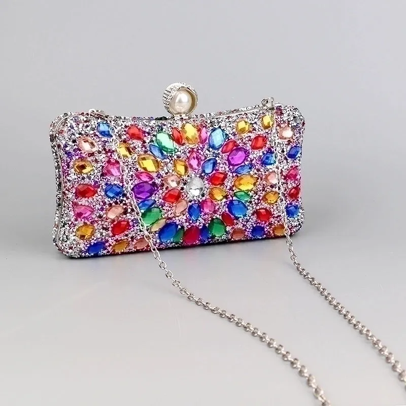 Green Blue Pink Pu Leather Polyester Flower Pillow Shape Evening Bags