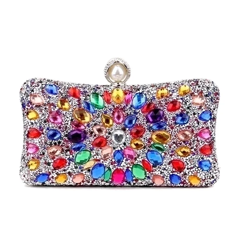 Green Blue Pink Pu Leather Polyester Flower Pillow Shape Evening Bags
