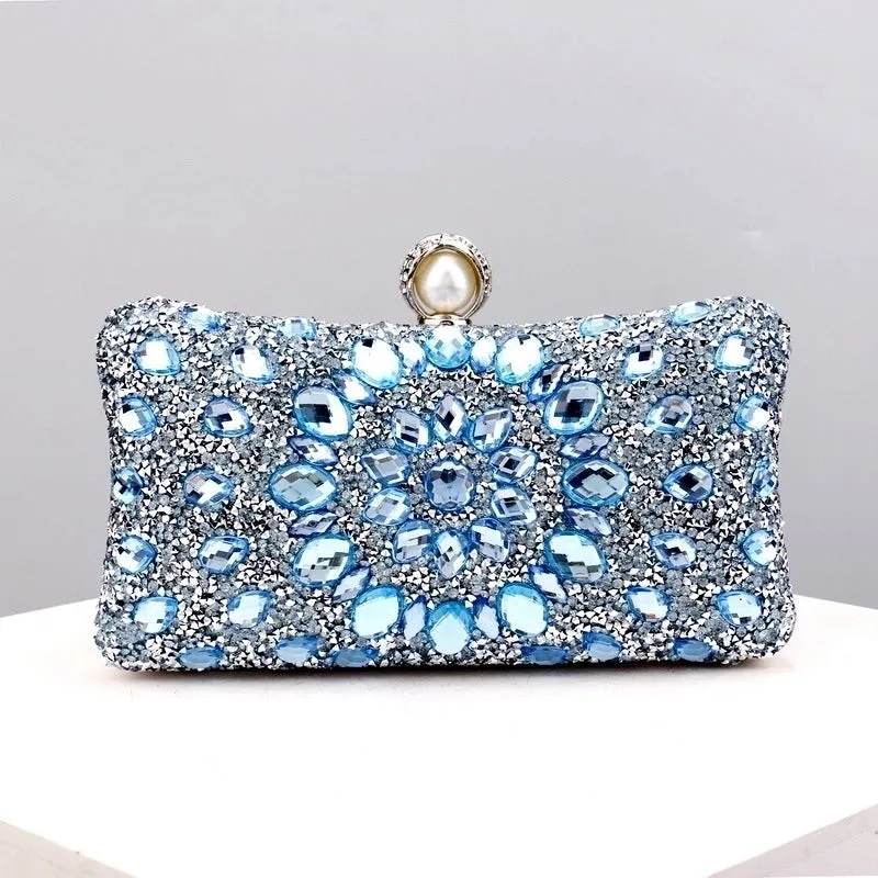Green Blue Pink Pu Leather Polyester Flower Pillow Shape Evening Bags