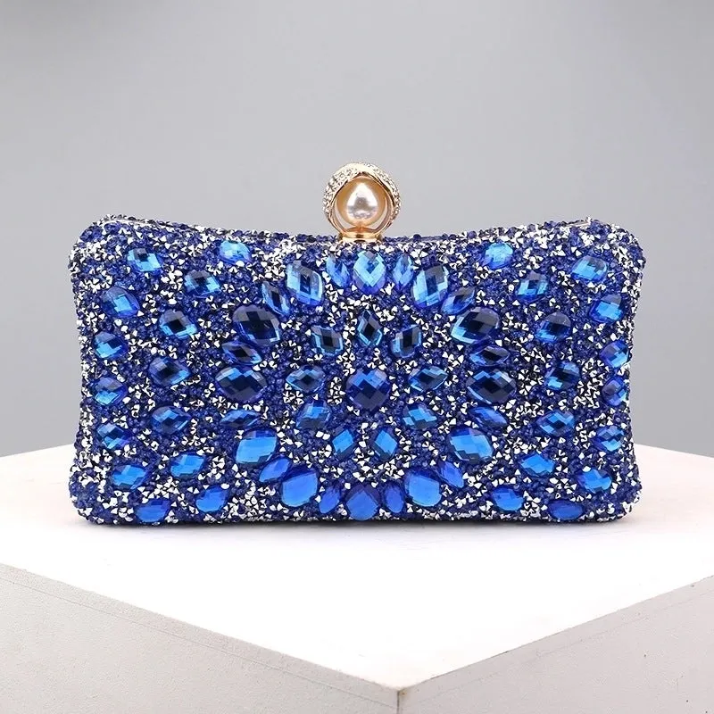 Green Blue Pink Pu Leather Polyester Flower Pillow Shape Evening Bags