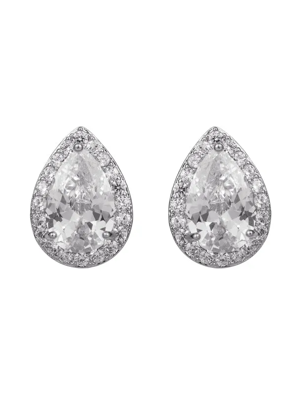 Karen Sampson Cubic Zirconia Pear Shaped Stud Earrings