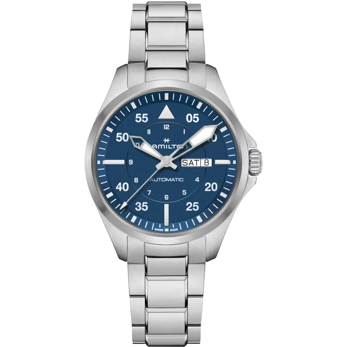Khaki Aviation Pilot Day Date Auto Gents Watch, 42mm - H64635140