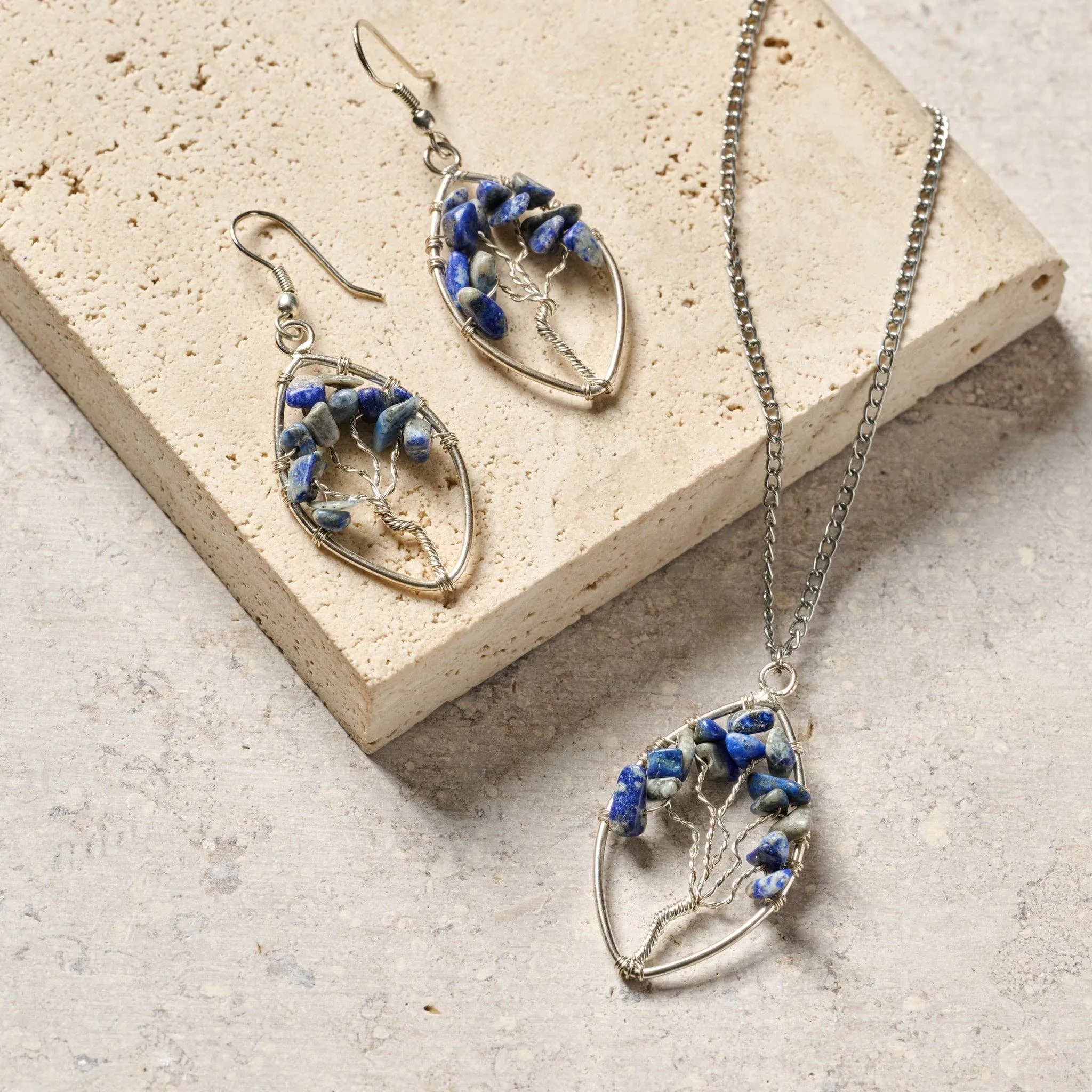 Lapis Tree Drop Earrings