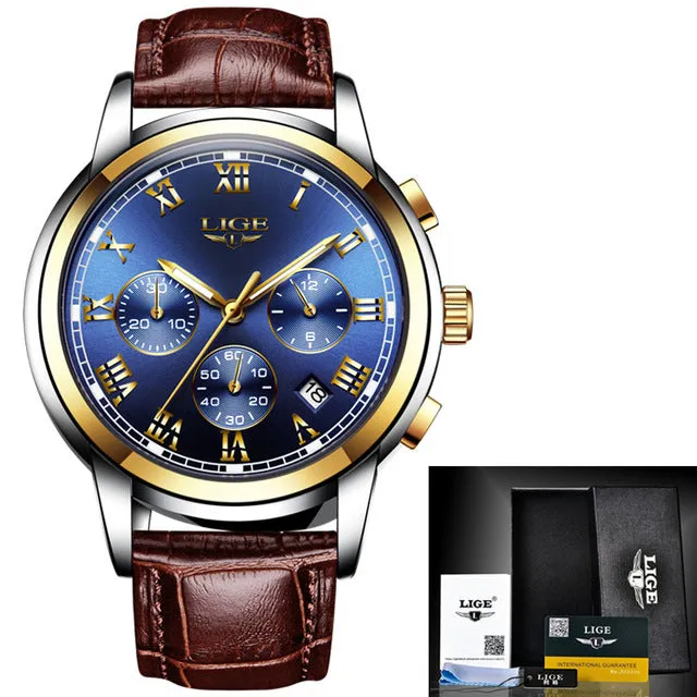 LIGE™ Silver Stainless Steel Watch for Men