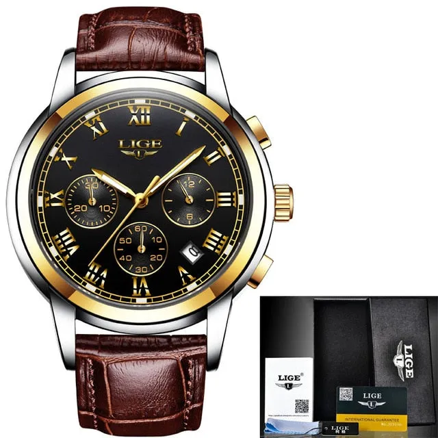 LIGE™ Silver Stainless Steel Watch for Men