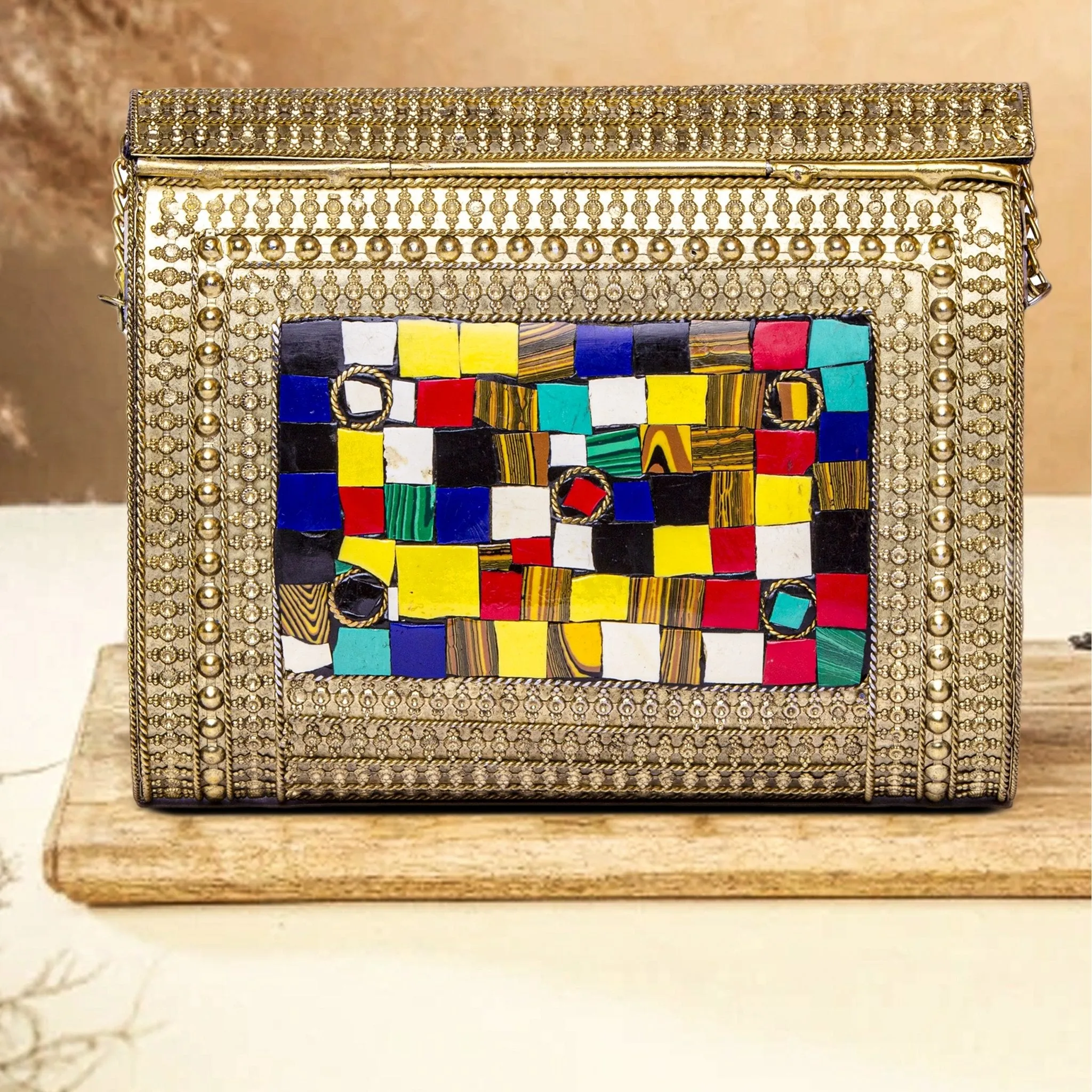Multi Colour Evening Metal Clutch