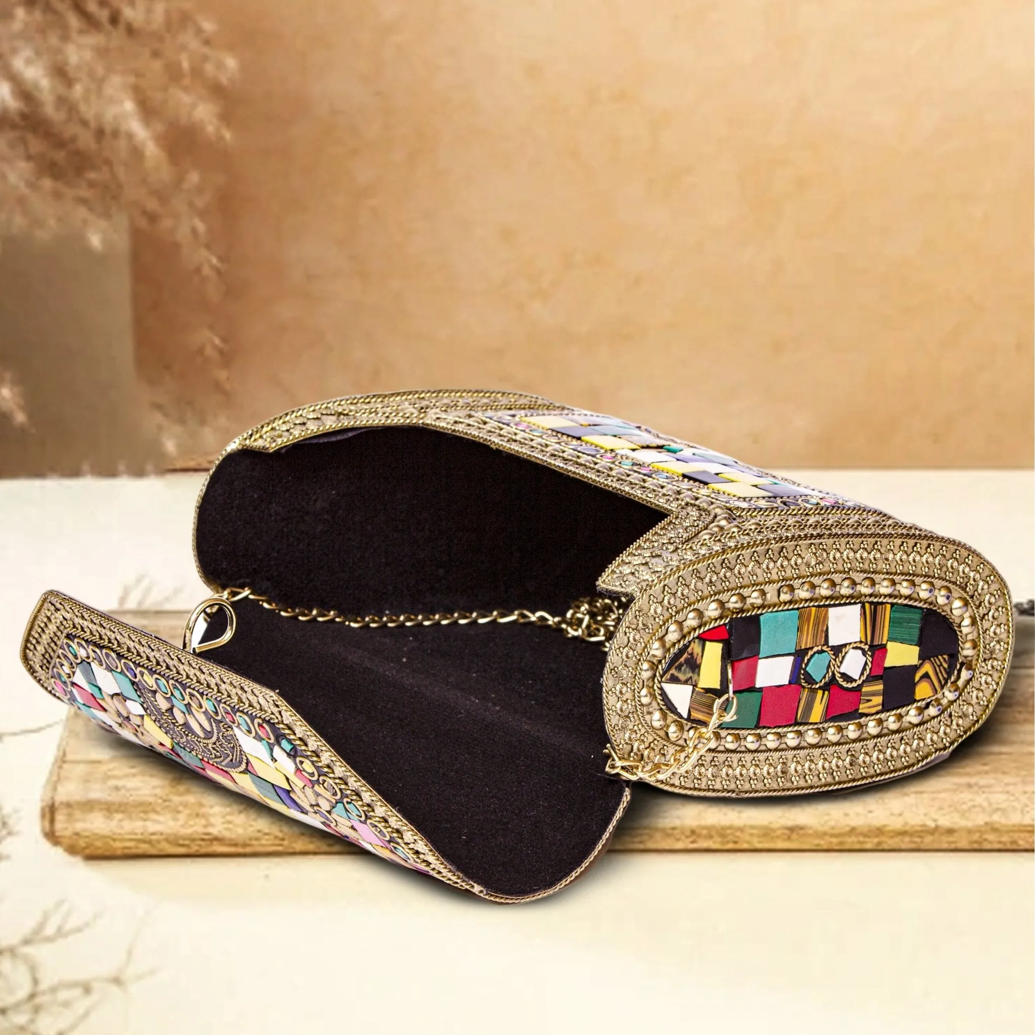 Multi Colour Evening Metal Clutch