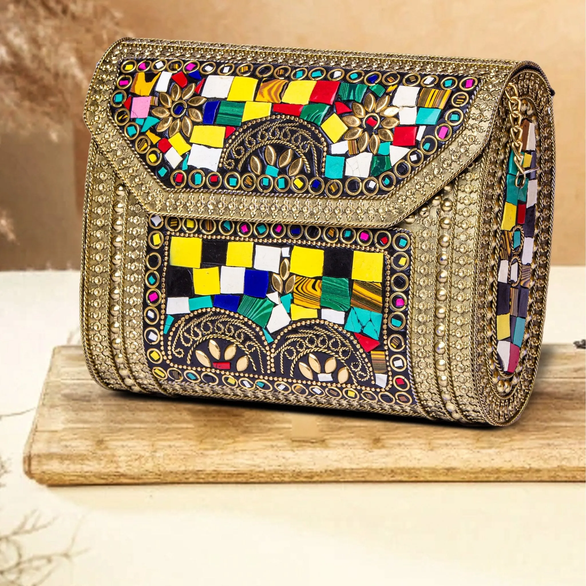 Multi Colour Evening Metal Clutch