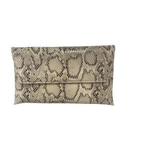 Nude Snake Print Envelope Clutch Bag