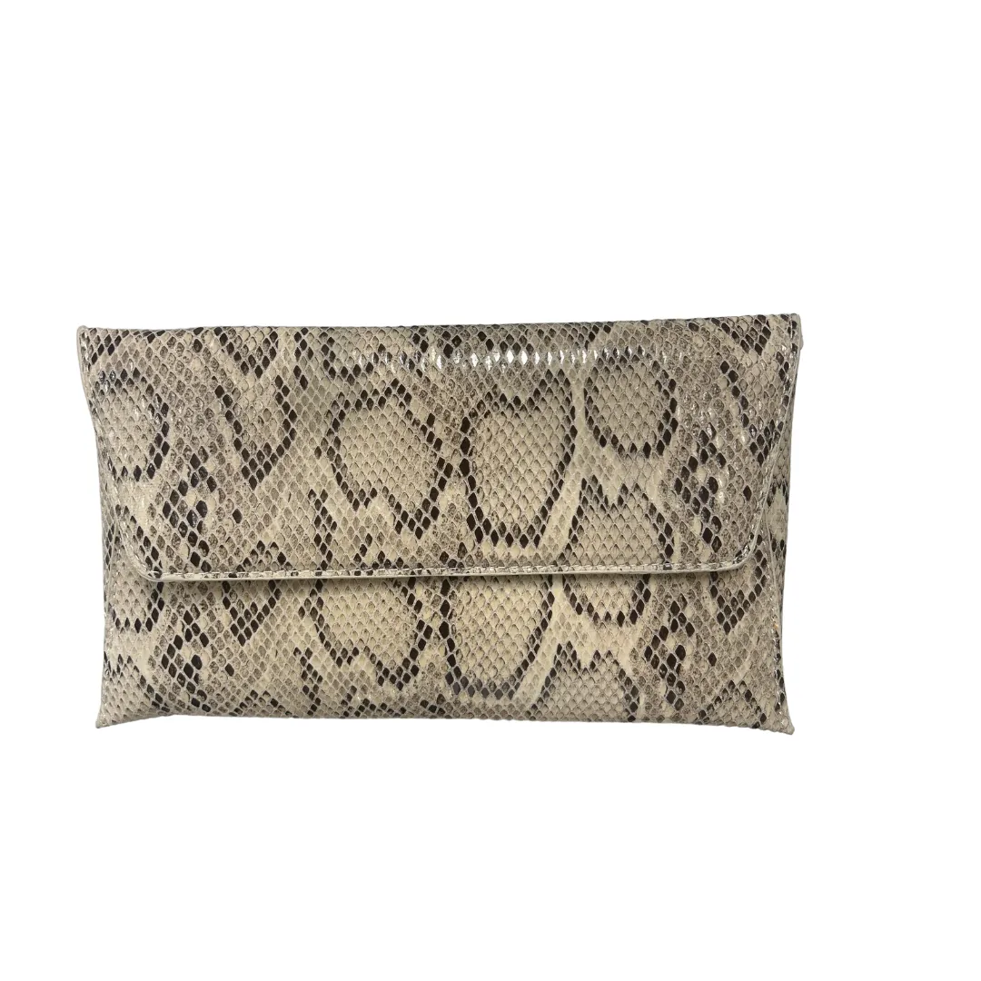 Nude Snake Print Envelope Clutch Bag