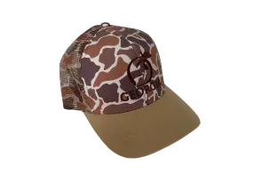 Old School Camo & Tan Mesh Back Trucker Hat