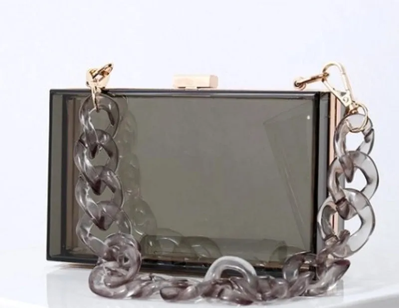 Red Transparent Fluorescent Green Arylic Solid Color Square Evening Bags