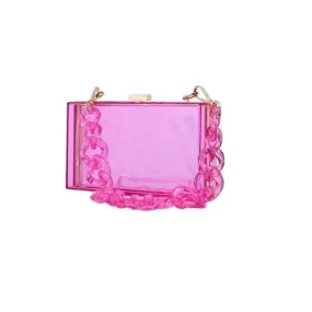Red Transparent Fluorescent Green Arylic Solid Color Square Evening Bags