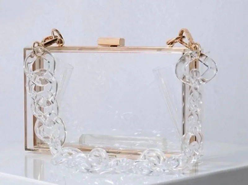 Red Transparent Fluorescent Green Arylic Solid Color Square Evening Bags