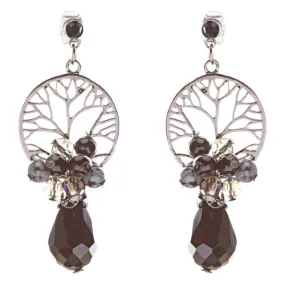 Semiprecious Cluster Crystal Earrings Hematite Black