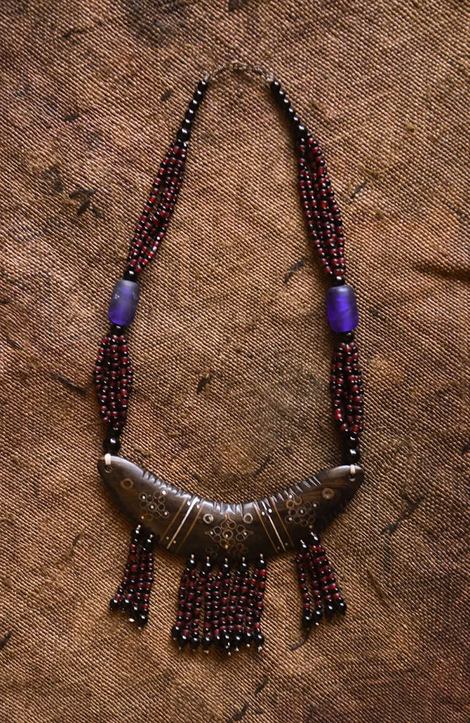 Statement Jewelry, Beaded Wood Pendant, Tribal African Necklace